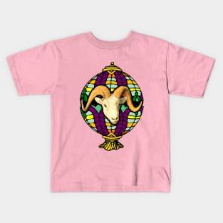 Goat head with horn in colorful lampshade Kids T-Shirt